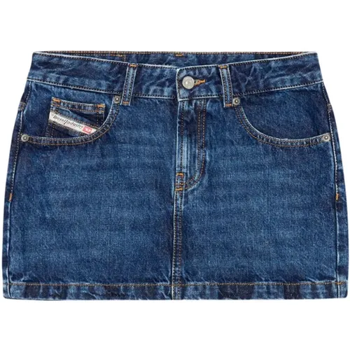 Denim Skirt Whiskering Effect , female, Sizes: W27, W26, W28, W25 - Diesel - Modalova