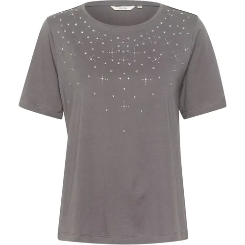 Rhinestone Tshirt Toppe T-Shirts Castlerock , Damen, Größe: XL - Cream - Modalova