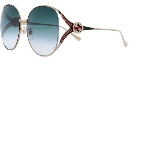 Goldene Sonnenbrille mit Originalzubehör , Damen, Größe: 63 MM - Gucci - Modalova