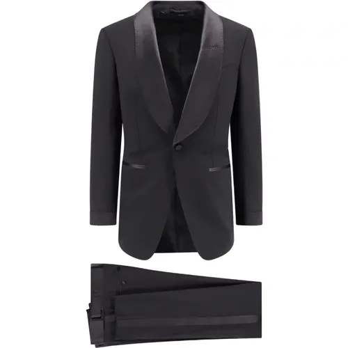 Schwarzer Anzug Blazer mit Satin Revers - Tom Ford - Modalova