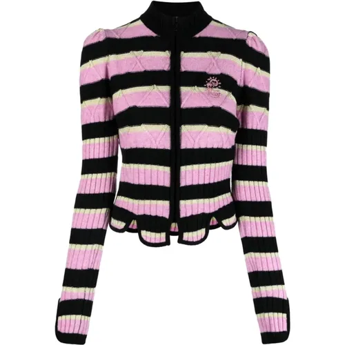Gestreifter Wollmischung Cardigan mit Stickerei , Damen, Größe: XS - Cormio - Modalova