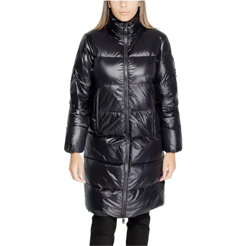 Schwarze Kapuzenjacke mit Reißverschluss Lange Ärmel , Damen, Größe: L - Armani Exchange - Modalova