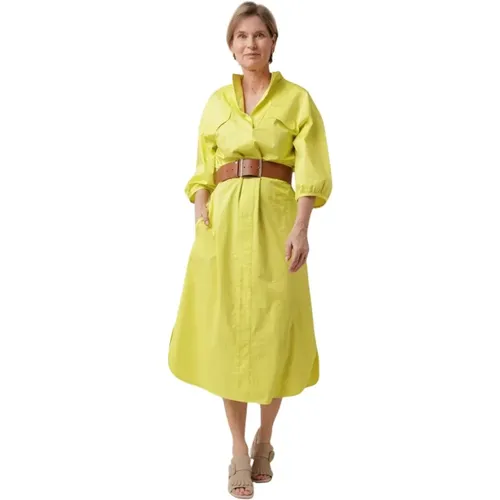 V-neck Dress with Pockets and Belt , female, Sizes: S, XL, M - Caroline Biss - Modalova