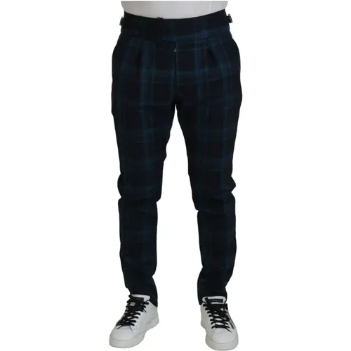 Slim Fit Plaid Wool Trousers , male, Sizes: XS, L, M, S - Dolce & Gabbana - Modalova