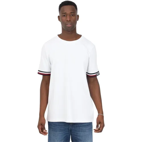 Retro Baumwoll T-Shirt mit Kontraststreifen , Herren, Größe: 3XL - Tommy Hilfiger - Modalova
