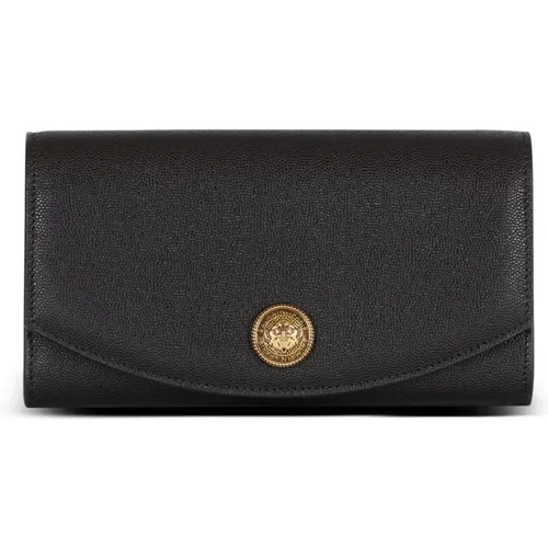 Clutch Emblème aus genarbtem Kalbsleder - Balmain - Modalova