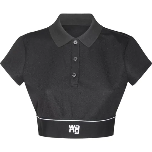 Schwarzes Poloshirt mit Logo-Taille , Damen, Größe: XS - alexander wang - Modalova