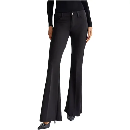 Flare trousers with logo on back pocket , female, Sizes: W25, W28, W29, W32, W30, W31, W26, W27 - Liu Jo - Modalova