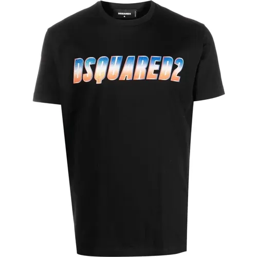 Glitter Logo Print T-shirts and Polos , male, Sizes: M, XL, S - Dsquared2 - Modalova