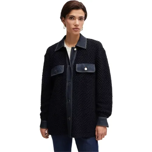 Tweedjacke mit einfarbiger Oberfläche , Damen, Größe: M - Hugo Boss - Modalova