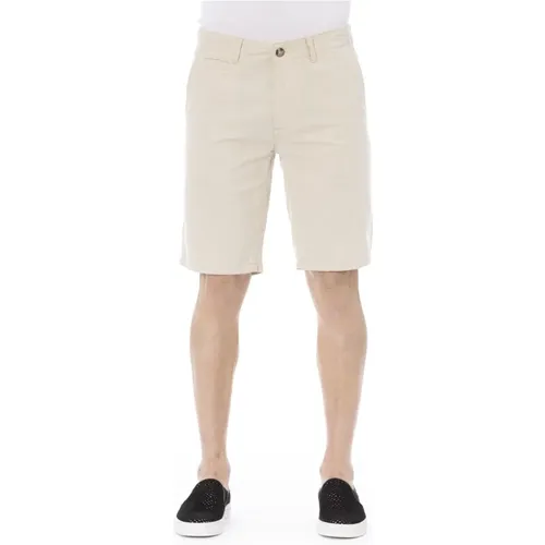 Solid Color Bermuda Shorts with Front Button and Zip Closure , male, Sizes: M, S - Baldinini - Modalova