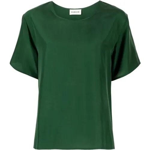 Grüne Seiden Satin T-shirts und Polos , Damen, Größe: M - P.a.r.o.s.h. - Modalova