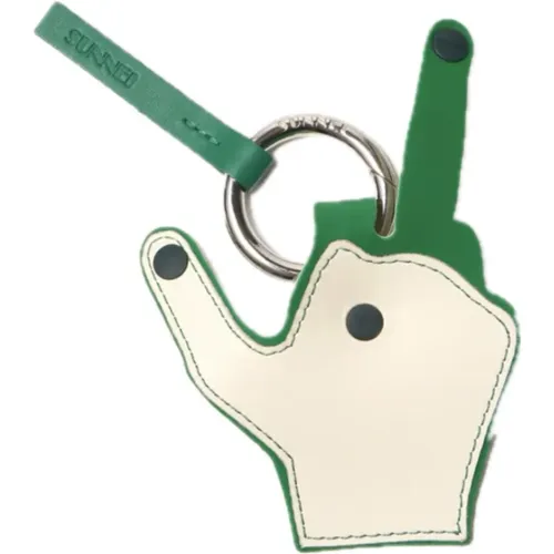 Hand-shaped Rubber and Leather Keyring , male, Sizes: ONE SIZE - Sunnei - Modalova