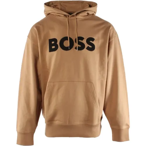 Caramel Cotton Oversized Sweater , male, Sizes: S - Hugo Boss - Modalova