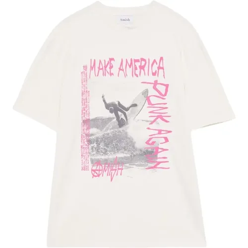 Punk Surf Cotton T-Shirt , male, Sizes: S, M, L, XL - Amish - Modalova