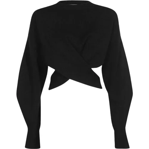 Gerippter Crew-Neck Wollmischpullover , Damen, Größe: M - alexander mcqueen - Modalova