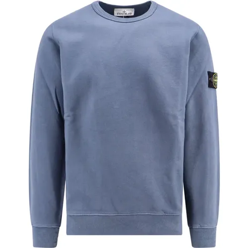 Blauer Sweatshirt Gerippter Rundhalsausschnitt Aw24 , Herren, Größe: 3XL - Stone Island - Modalova