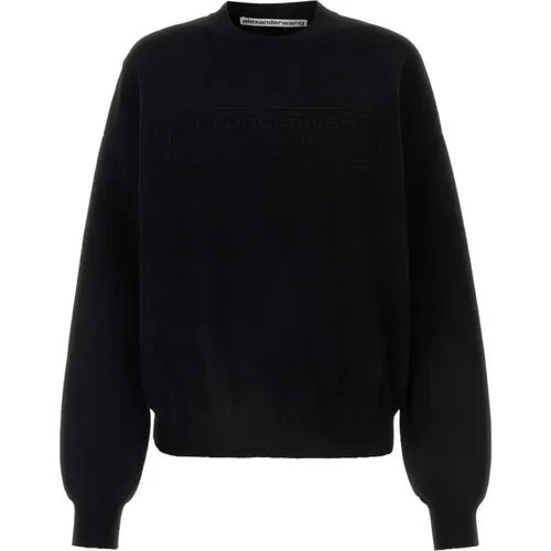 Stretch Schwarzer Polyester-Blend Pullover , Damen, Größe: XS - alexander wang - Modalova