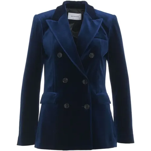 Velvet Double-breasted Blazer , female, Sizes: S, XS, M - Gender - Modalova