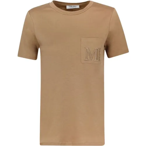 Embroidered Logo T-Shirt Camel , female, Sizes: XS - Max Mara - Modalova