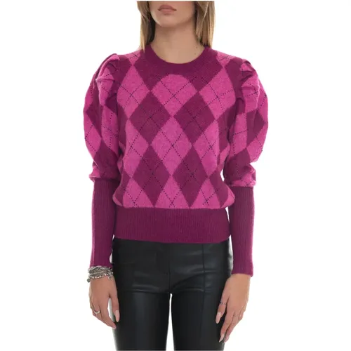 Diamond Pattern Puff Sleeve Sweater , female, Sizes: XL - Liu Jo - Modalova
