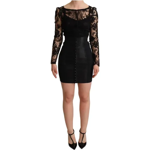 Fitted Lace Top Bodycon Mini Dress , female, Sizes: 3XS - Dolce & Gabbana Pre-owned - Modalova