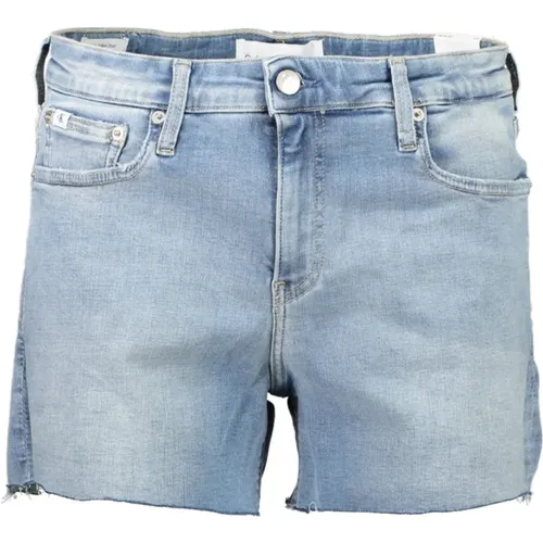 Blaue Denim-Shorts mit Logo-Applikation - Calvin Klein - Modalova