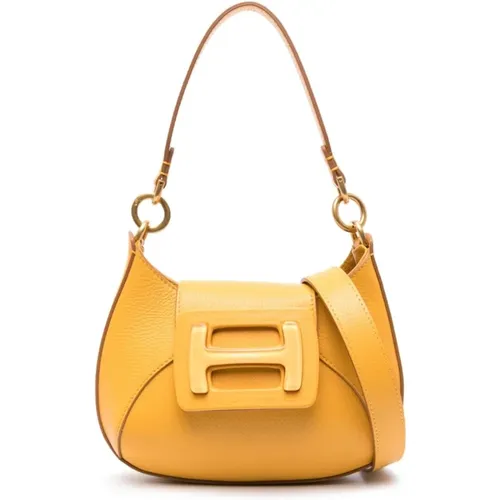 Amber Leather Foldover Bag , female, Sizes: ONE SIZE - Hogan - Modalova