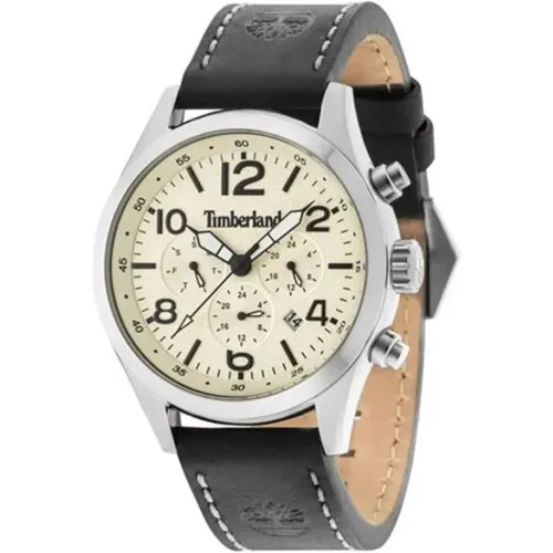 Schwarze Lederuhr Quarz Analog Edelstahl - Timberland - Modalova