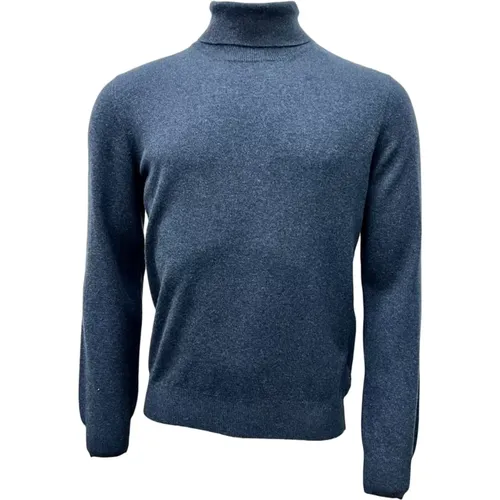 Merino/Cashmere Rollkragenpullover, Atlantikblau , Herren, Größe: 3XL - Gran Sasso - Modalova