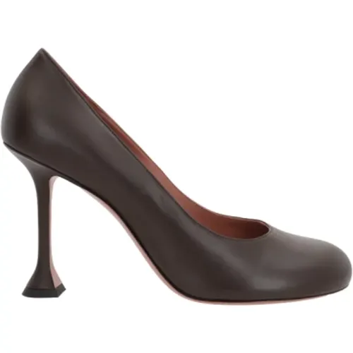 Leather Round Toe Heels , female, Sizes: 4 UK, 3 UK, 6 1/2 UK, 4 1/2 UK, 5 1/2 UK, 5 UK, 3 1/2 UK - Amina Muaddi - Modalova