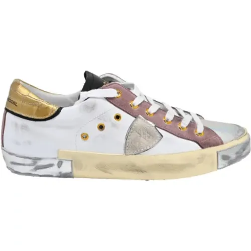 Weiße Rosa Low Top Sneakers , Herren, Größe: 36 EU - Philippe Model - Modalova