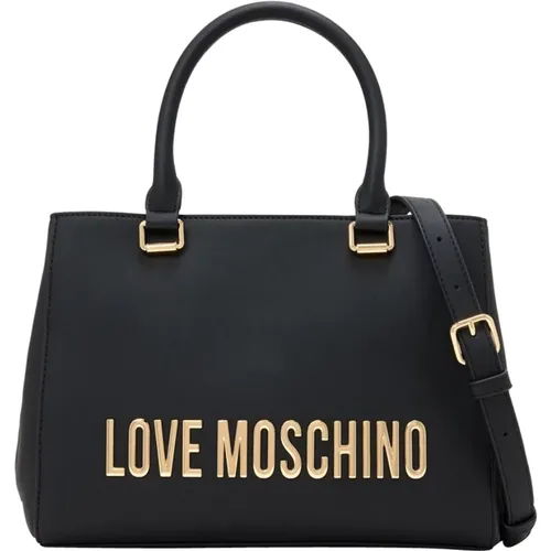 Trendige Schwarze Handtasche mit Magnetverschluss - Love Moschino - Modalova