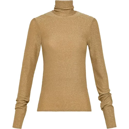 Golden Lurex High Neck Sweater , female, Sizes: M - Forte Forte - Modalova