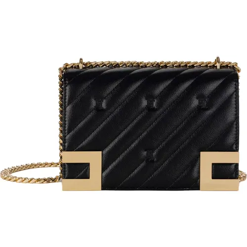 Gepolsterte Schultertasche Schwarz , Damen, Größe: ONE Size - Elisabetta Franchi - Modalova