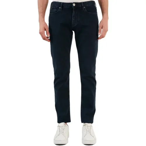 Slim Fit Logo Hose in Blau , Herren, Größe: W33 - Armani - Modalova