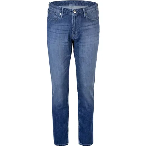 Blaue Regular Fit Jeans mit Brand Logo , Herren, Größe: W31 - Emporio Armani - Modalova
