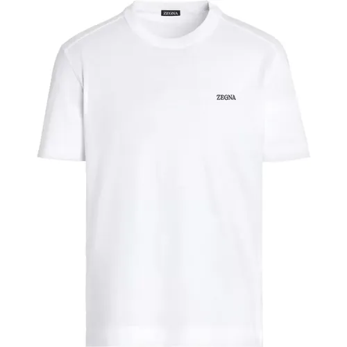 Besticktes Logo Crew Neck T-shirt , Herren, Größe: S - Ermenegildo Zegna - Modalova