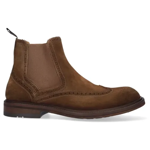 Brauner Chelsea Boot mit Brogue-Perforationen - Magnanni - Modalova