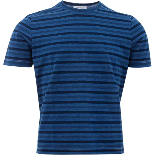 Blau Gestreiftes Baumwoll-T-Shirt, Regular Fit - Gran Sasso - Modalova