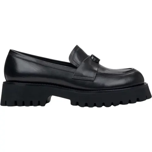 Schwarze Leder-Pennyloafer für Damen , Damen, Größe: 40 EU - Estro - Modalova