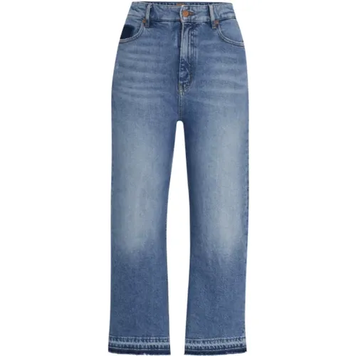 Hoch taillierte Cropped-Jeans in blauem Denim - Hugo Boss - Modalova