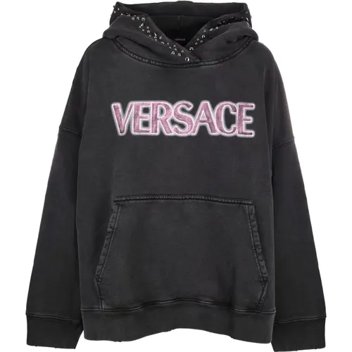 Studded Hooded Sweatshirt , female, Sizes: 2XS - Versace - Modalova