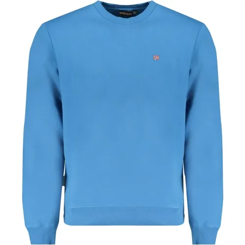 Blauer Sweatshirt mit Besticktem Logo , Herren, Größe: 2XL - Napapijri - Modalova