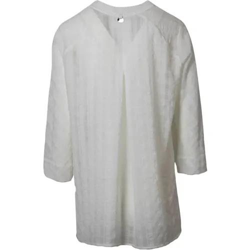 Weiße Bluse mit Rundhalsausschnitt , Damen, Größe: S - High - Modalova