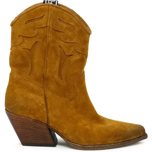 Braune Wildleder Texan Ankle Boots Ss24 - Elena Iachi - Modalova
