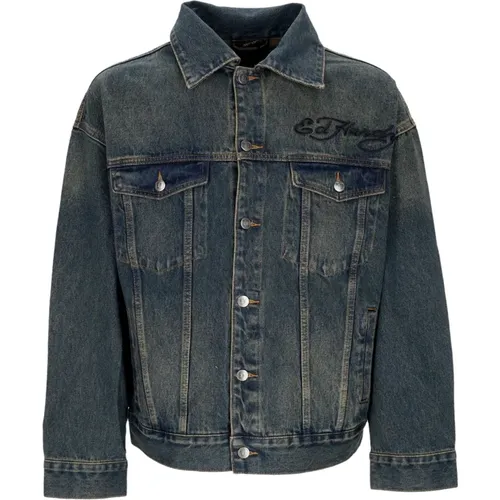 Abstract United Dreams Denim Jacke , Herren, Größe: XL - Ed Hardy - Modalova