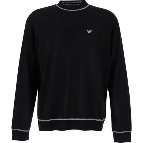 Schwarzer Pullover mit Adlerlogo , Herren, Größe: 2XL - Emporio Armani - Modalova