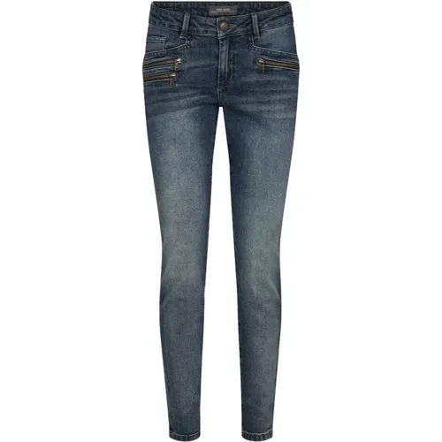 Slim-Fit Rock'n'Roll Jeans mit Reißverschlussdetails , Damen, Größe: W25 - MOS MOSH - Modalova