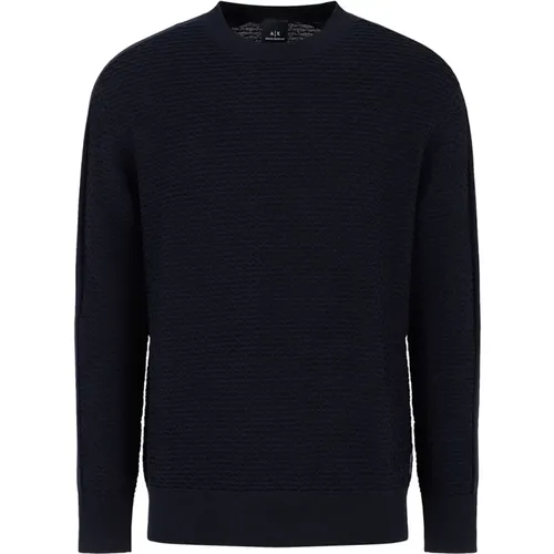 Navy Cotton Pullover Sweater , male, Sizes: S - Armani Exchange - Modalova